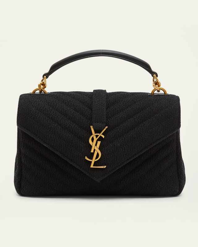 College Medium Flap YSL Shoulder Bag in Quilted Tweed